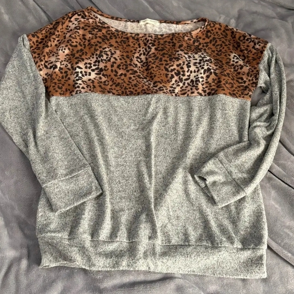 Twenty Second Leopard Print and Gray Women's Sweater